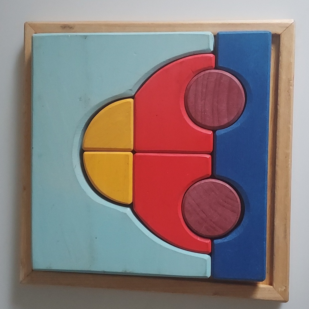 Grimm's Wood Puzzle Car Tray Wooden Non Toxic Montessori Grimms